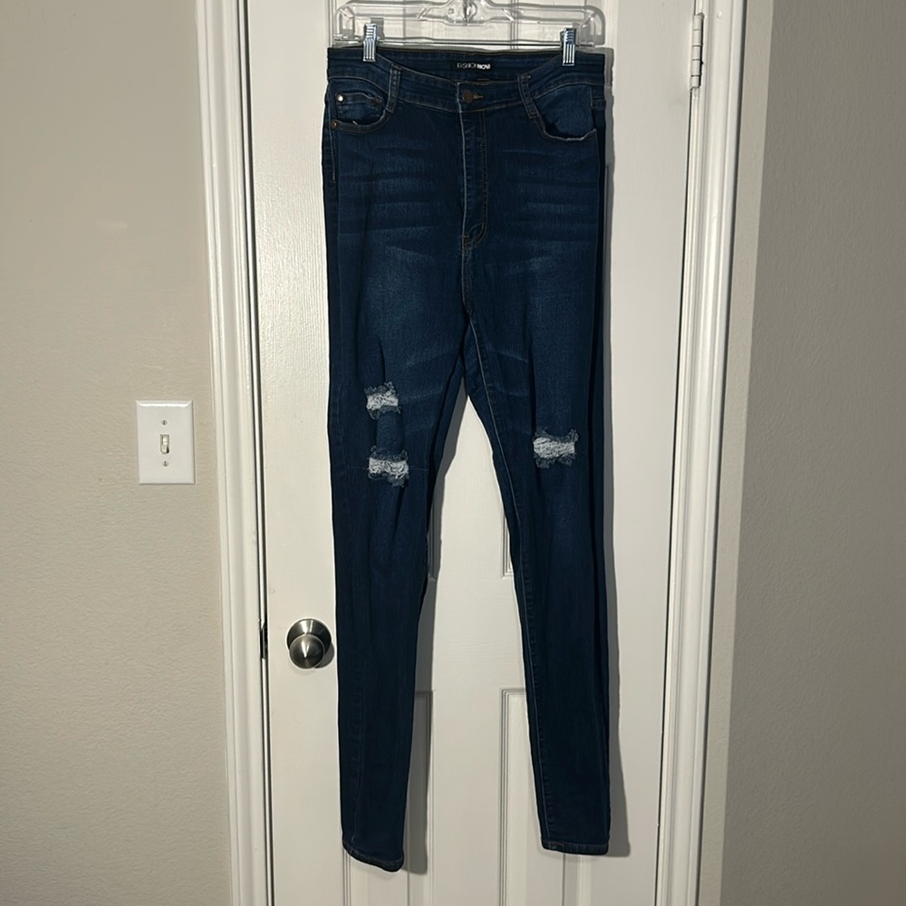 Fashion Nova Tall High Waisted Jeans - Dark Blue